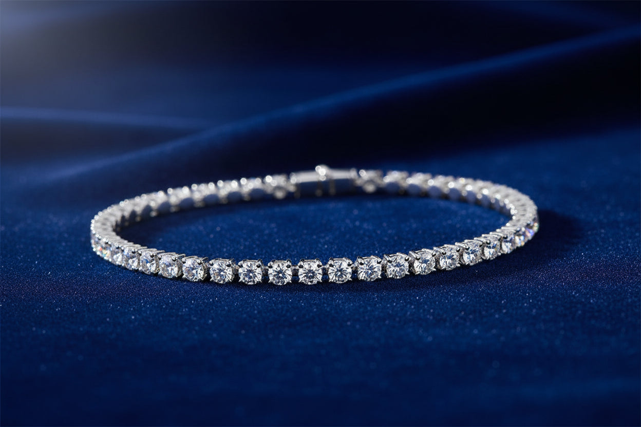 14K WG 5.00CTW VS,E-F BR LAB GROWN DIAMOND TENNIS BRACELET LASER INSCRIBED - LGD