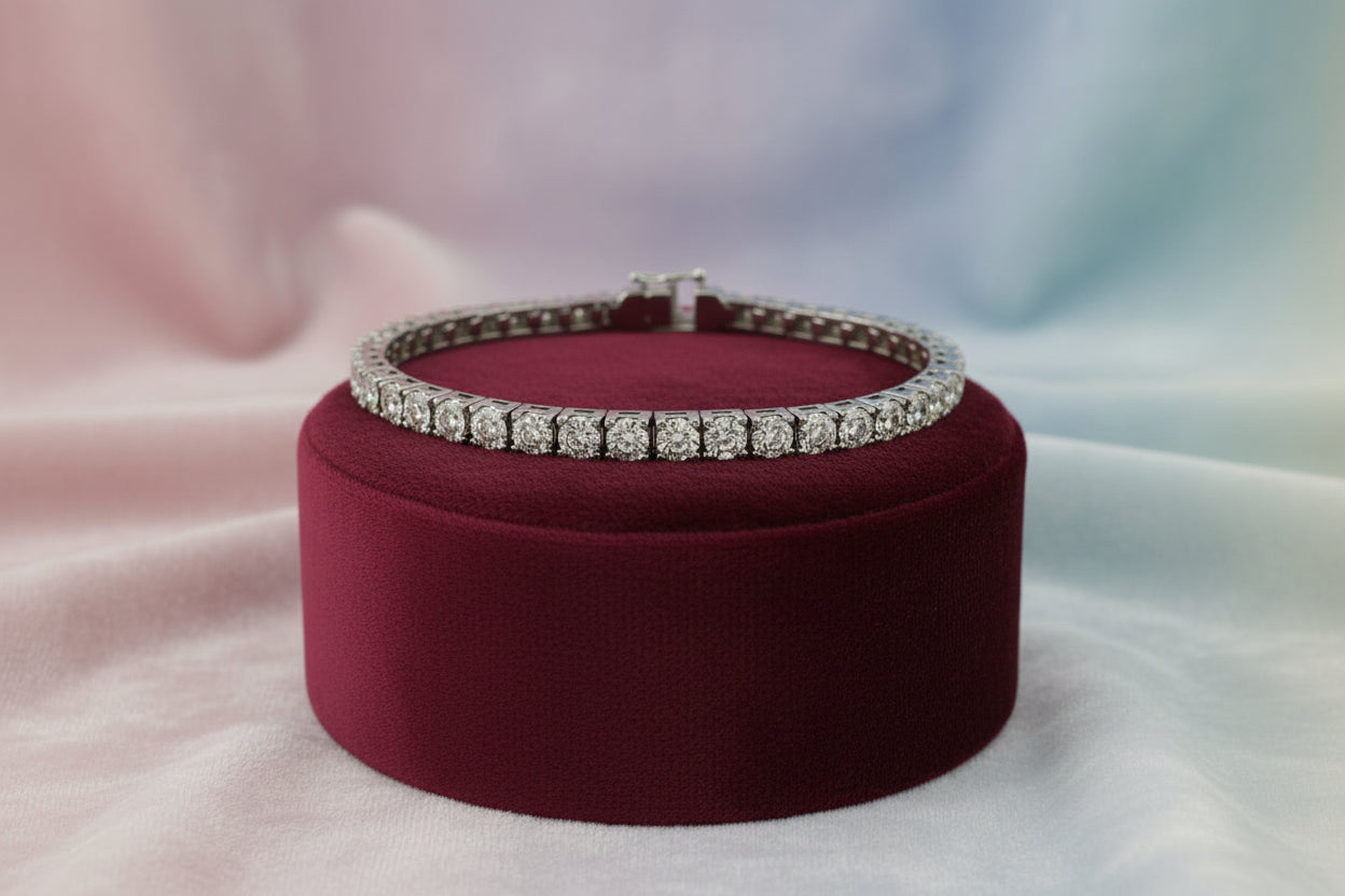 10K WG 1.00CTW ILLUSION SET DIAMOND TENNIS BRACELET