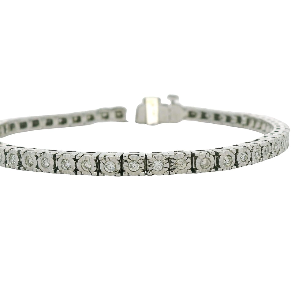 10K WG 1.00CTW ILLUSION SET DIAMOND TENNIS BRACELET