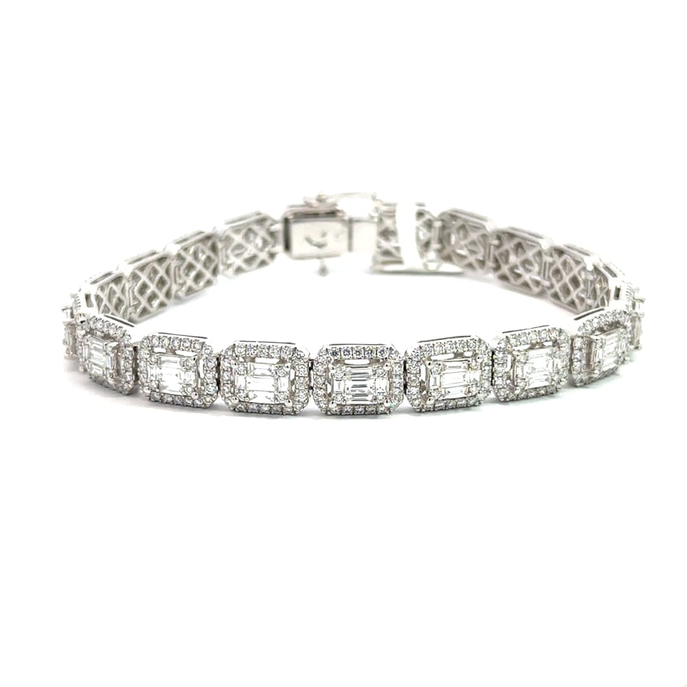 14K WG 2.40CTW BG DIA 2.90CTW RD DIA BRACELET