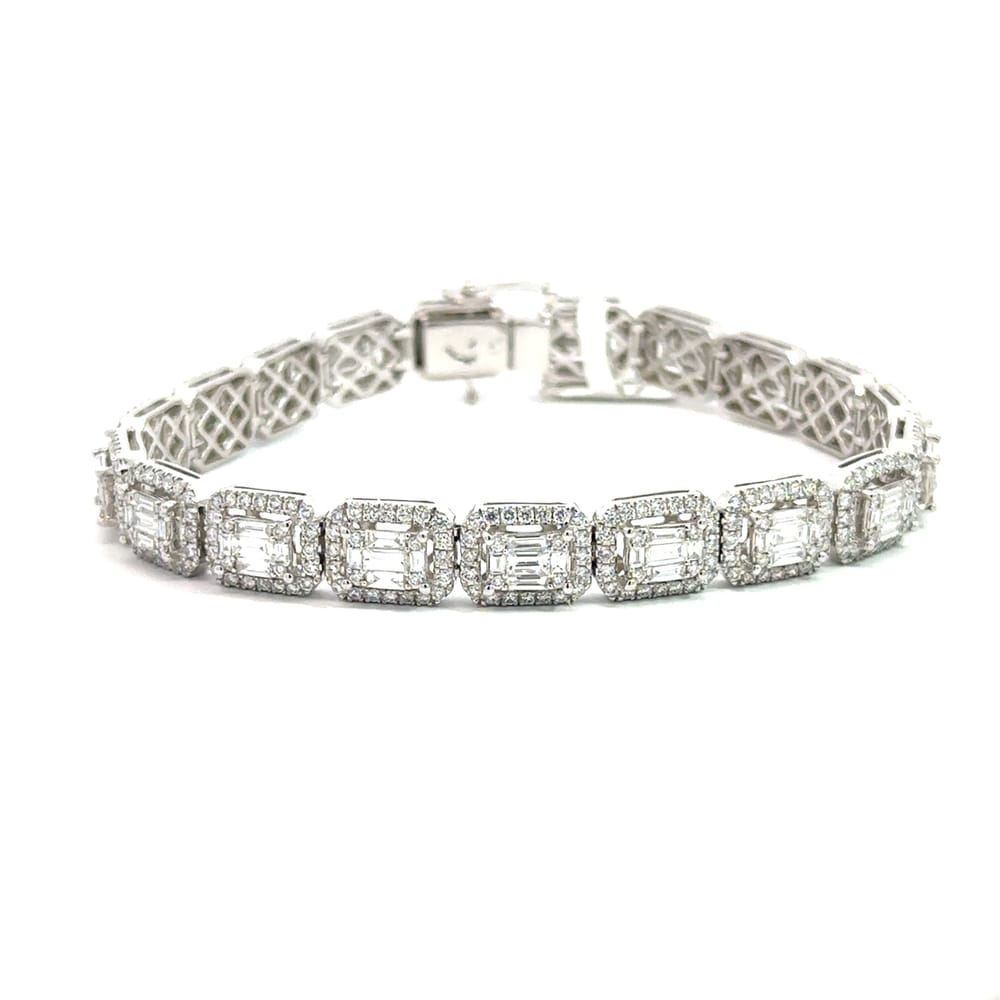 14K WG 2.40CTW BG DIA 2.90CTW RD DIA BRACELET