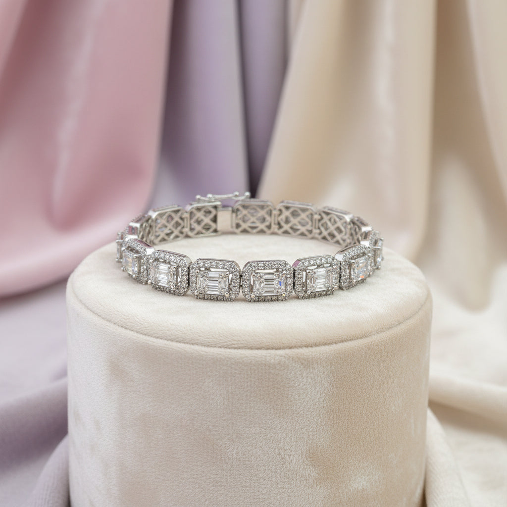 14K WG 2.40CTW BG DIA 2.90CTW RD DIA BRACELET