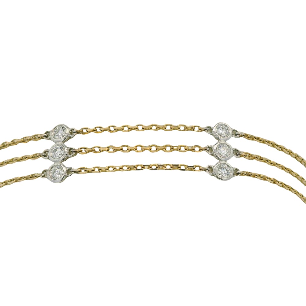14K YG WG .68TW 3-ROW DIAMOND CHAIN BRACELET