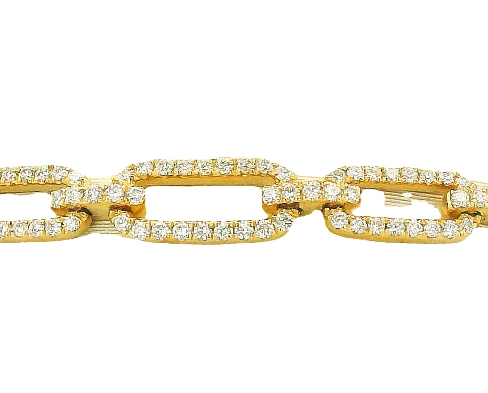 14K YG .35TW DIAMOND PAPERCLIP CHAIN BRACELET