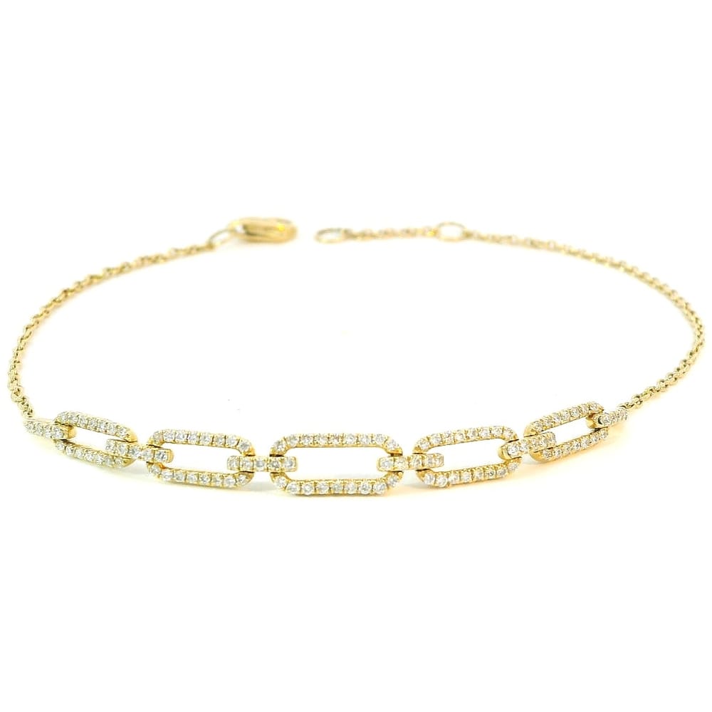 14K Yg .35Tw Diamond Paperclip Chain Bracelet