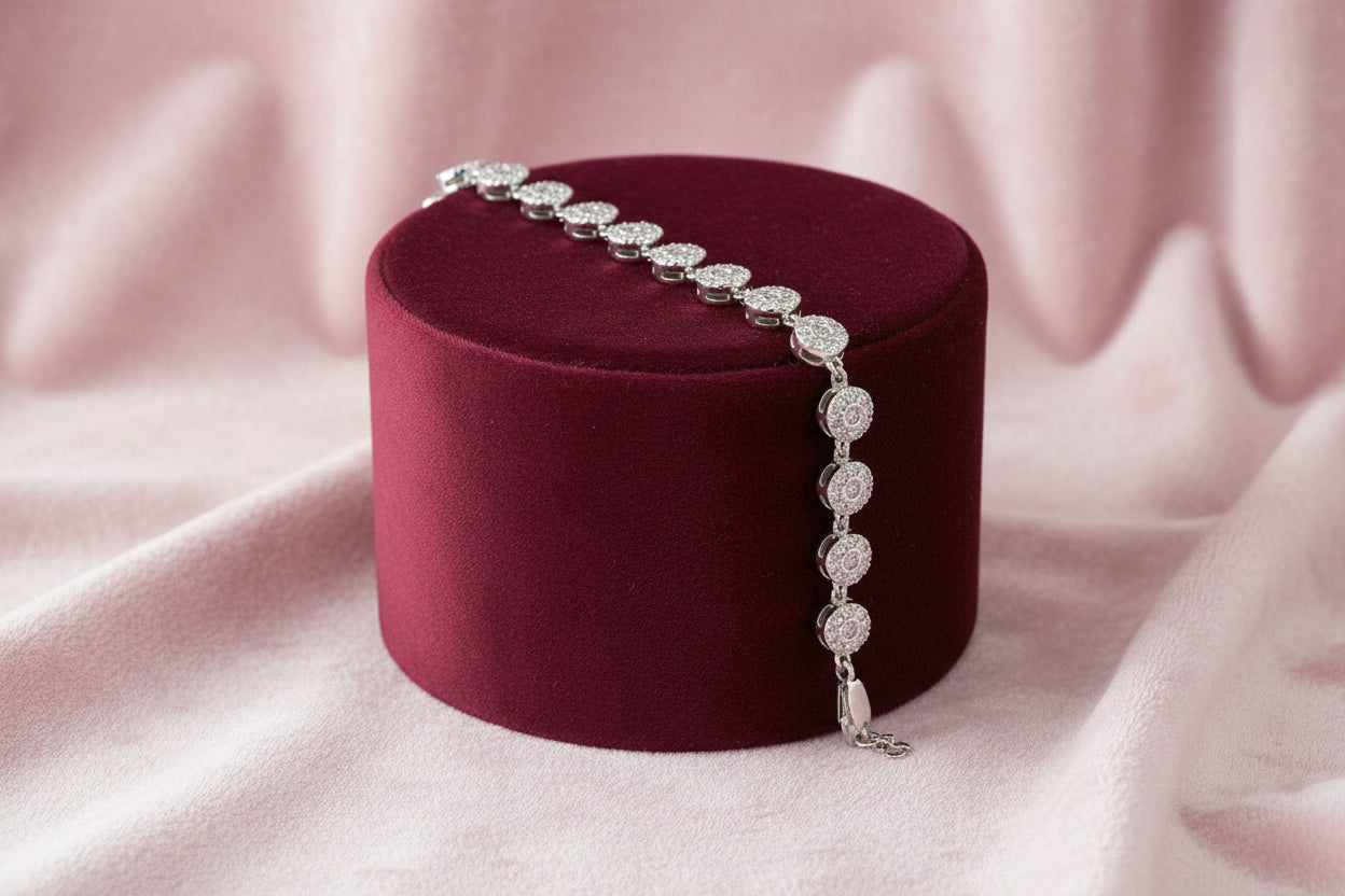 14K WG .53CT DIAMOND CLUSTER BRACELET