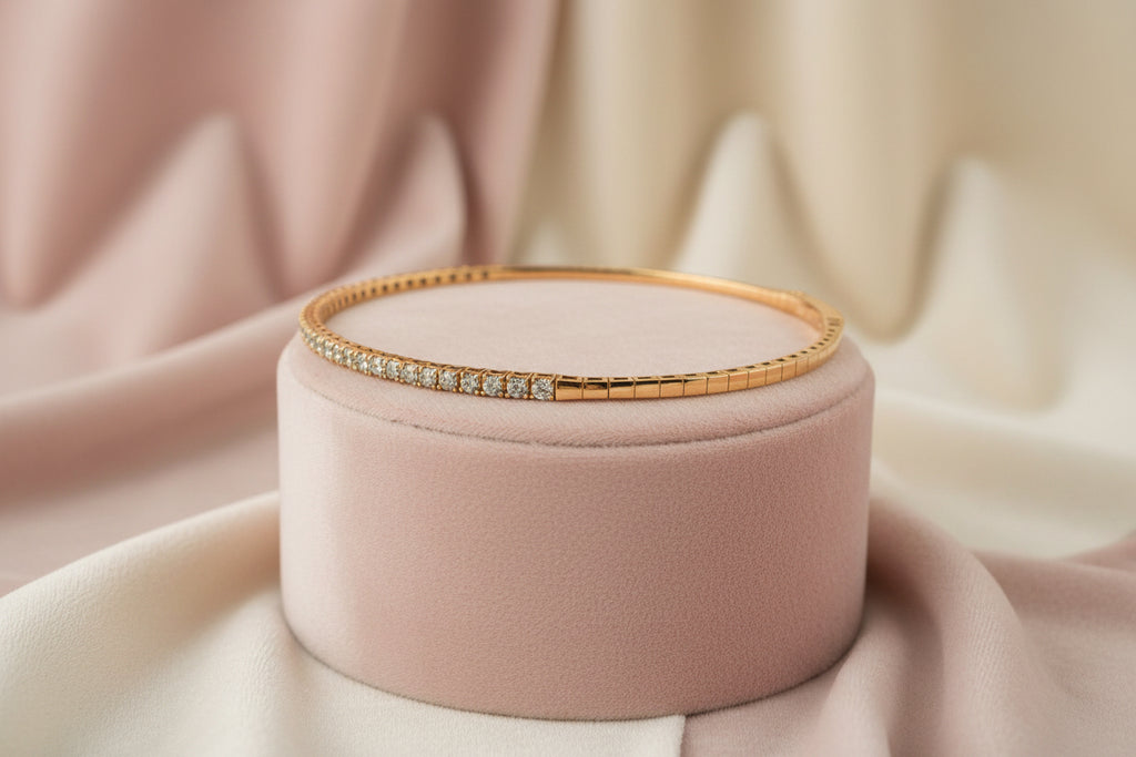 14K RG 0.95CTW DIAMOND FLEX HINGED BRACELET 6.75"