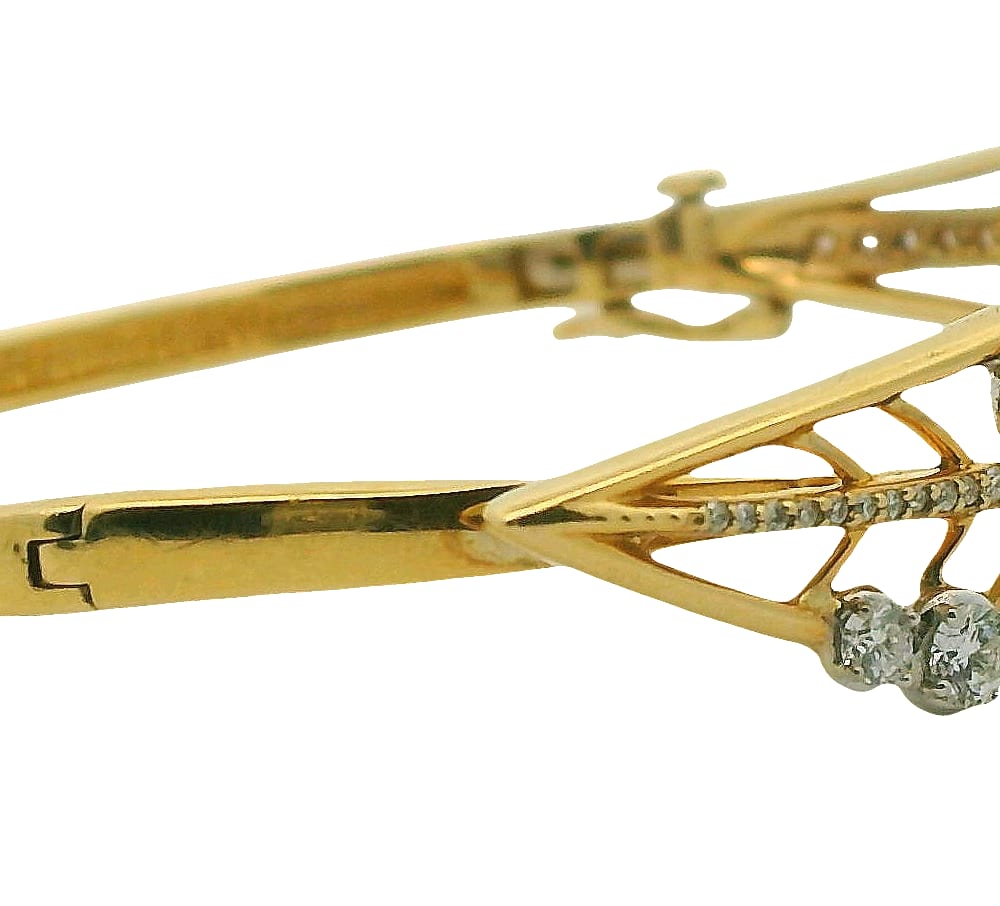 SHELLY PURDY 14K TRI GOLD 1.276TW CDN DIAMOND SEASONS LEAF STYLE BANGLE