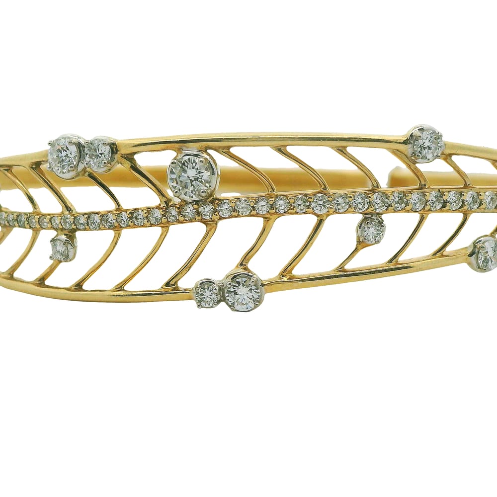 SHELLY PURDY 14K TRI GOLD 1.276TW CDN DIAMOND SEASONS LEAF STYLE BANGLE