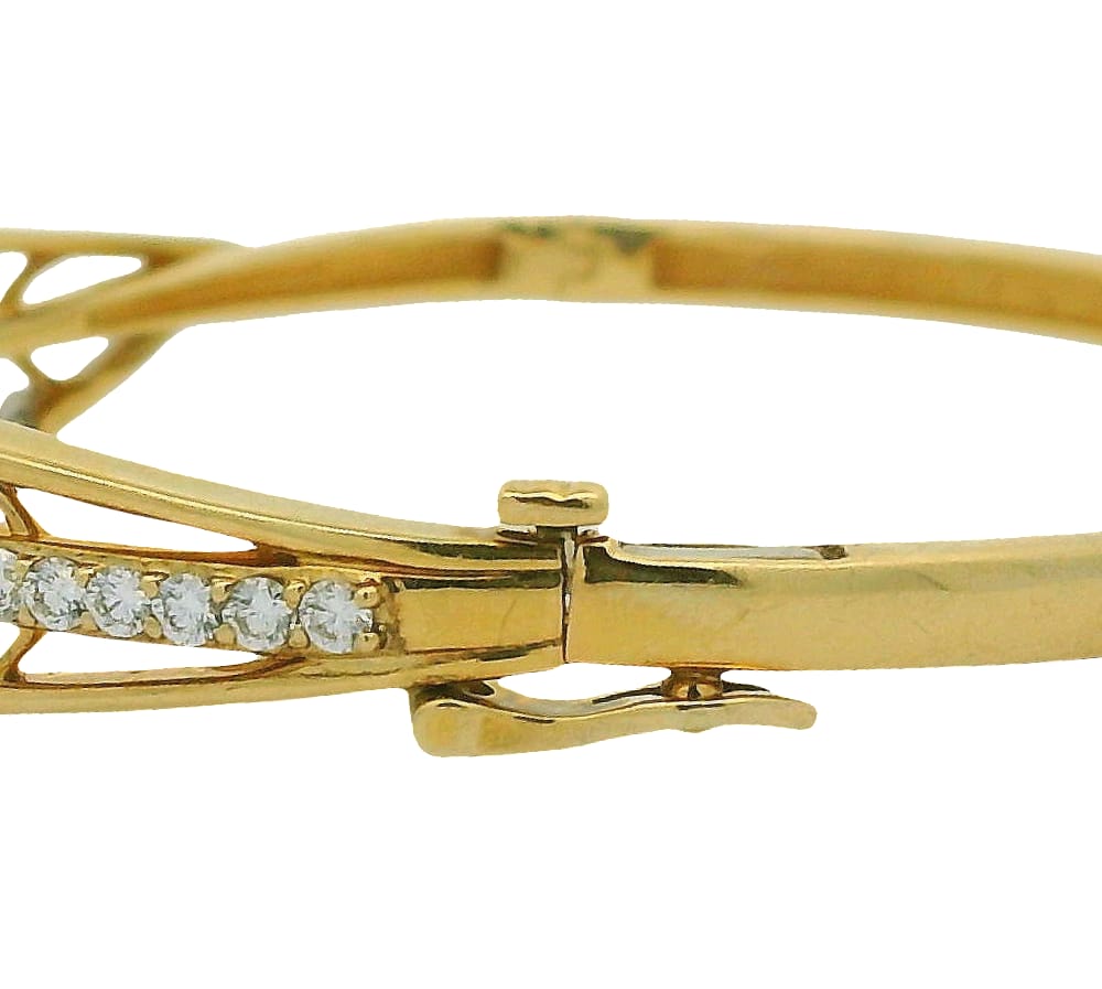 SHELLY PURDY 14K TRI GOLD 1.276TW CDN DIAMOND SEASONS LEAF STYLE BANGLE