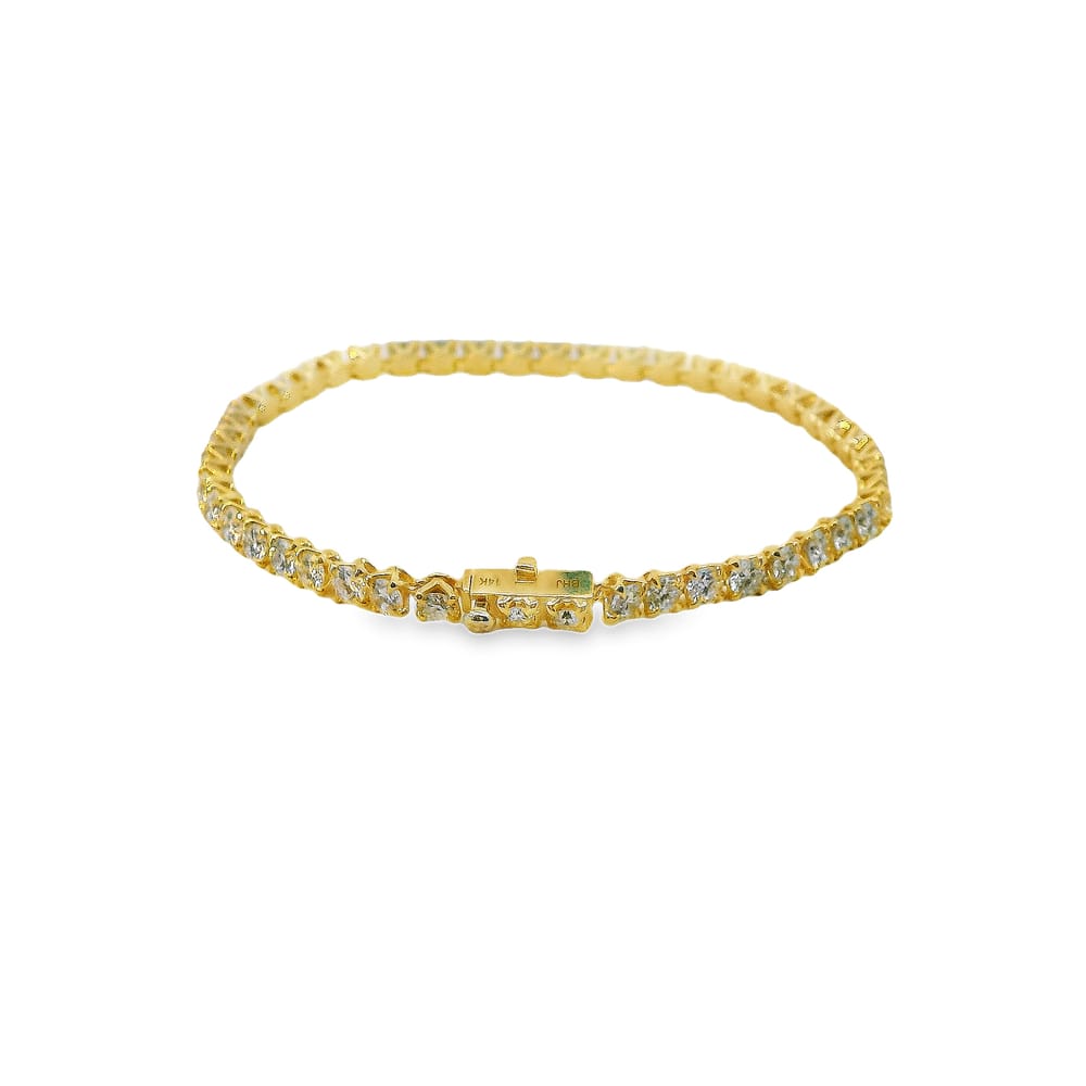 14K YG 6.50ctw VS2, F BR Lab Grown Diamond Tennis Bracelet