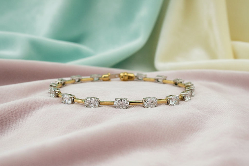 14k YG/WG 5.10ctw VVS-VS, D-F Oval Lab Grown Diamond Bracelet