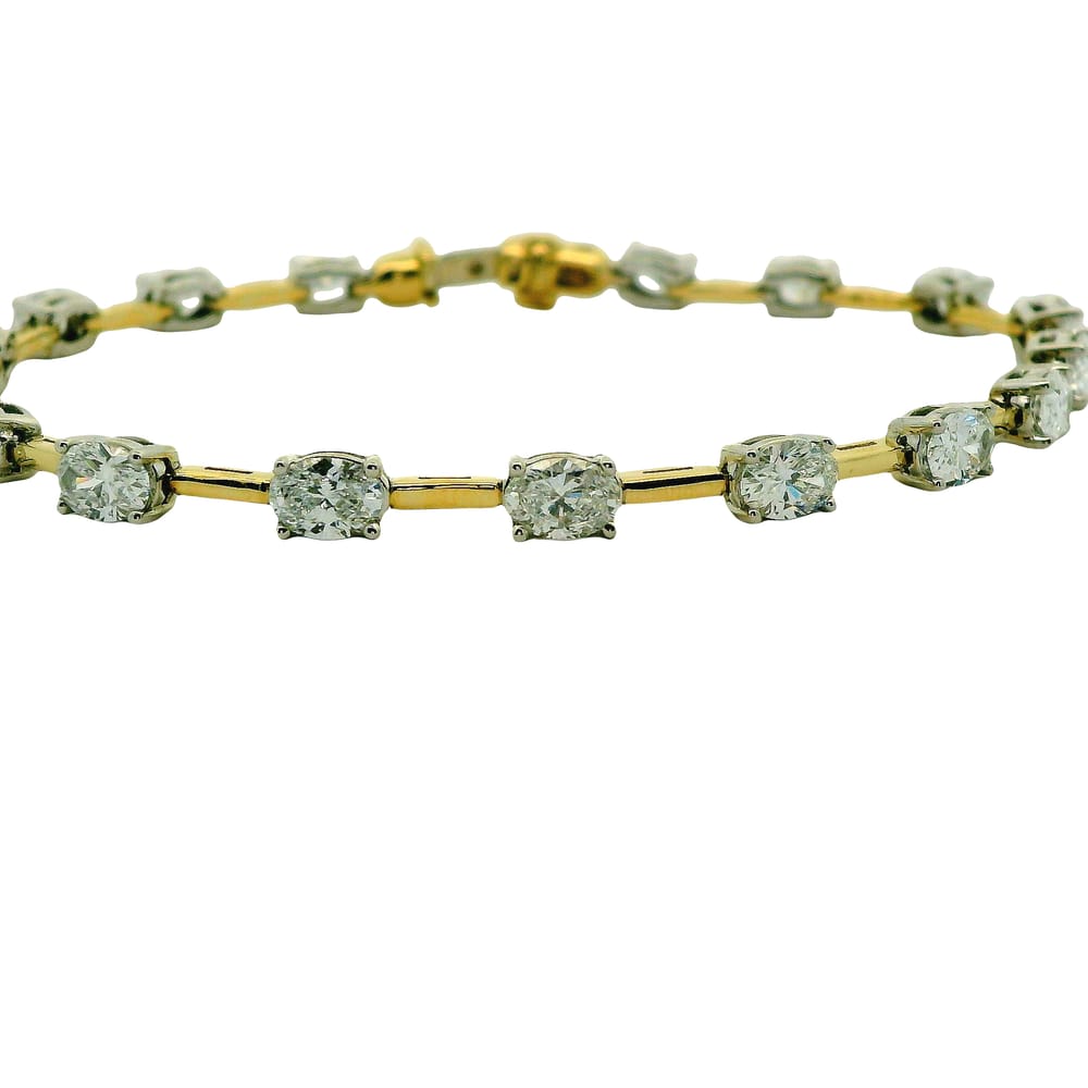 14k YG/WG 5.10ctw VVS-VS, D-F Oval Lab Grown Diamond Bracelet