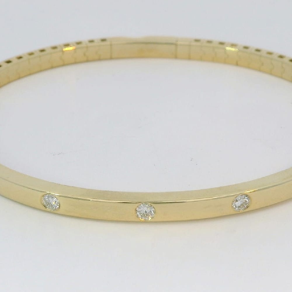 14K YG 0.49ctw Gypsy Set Diamond Bangle (Flex) Size 6.75