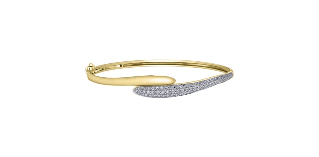10K YG 1.25ctw Diamond Hinged Bangle