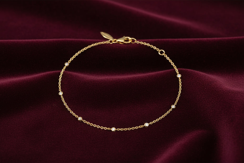 (S2205350) 14K YG 0.08CTW Stationary Diamond Bracelet Size 7 "Gabriel & Co"