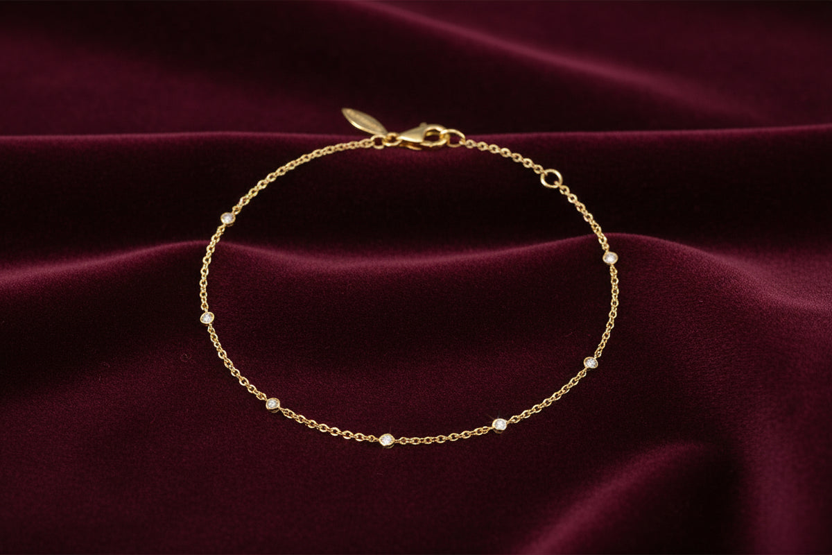 (S2205350) 14K YG 0.08CTW Stationary Diamond Bracelet Size 7 "Gabriel & Co"