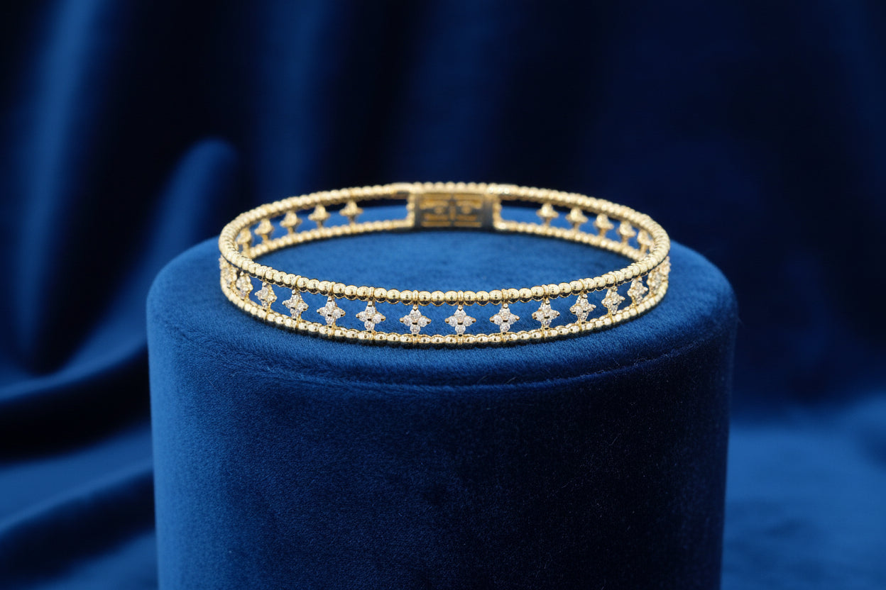 14K YG 0.73ctw Diamond Flex Bangle - 6.75"