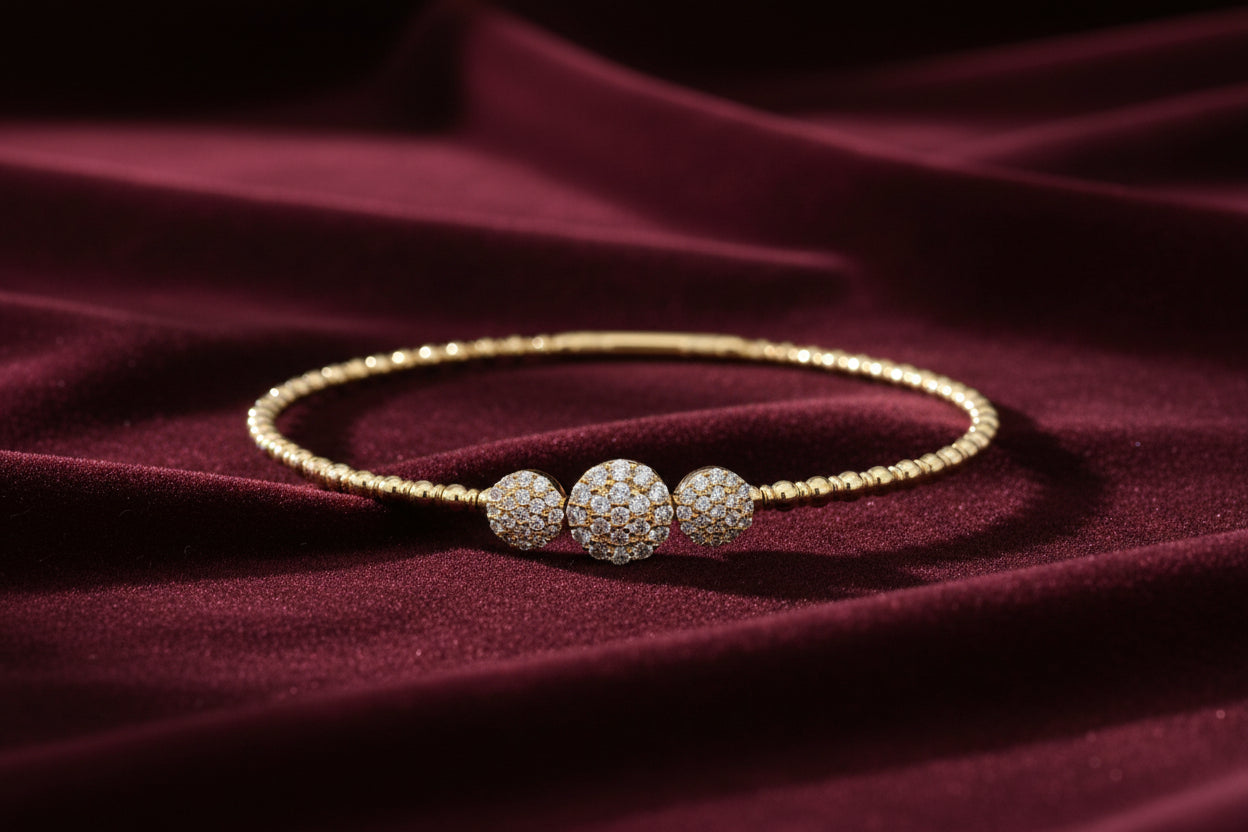 14K YG 0.38ctw Diamond Flex Bangle - 6.75"