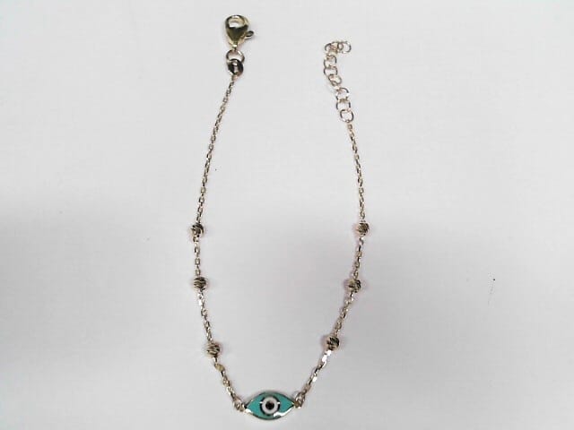 10K YG Blue Evil Eye Bracelet - 7.5"