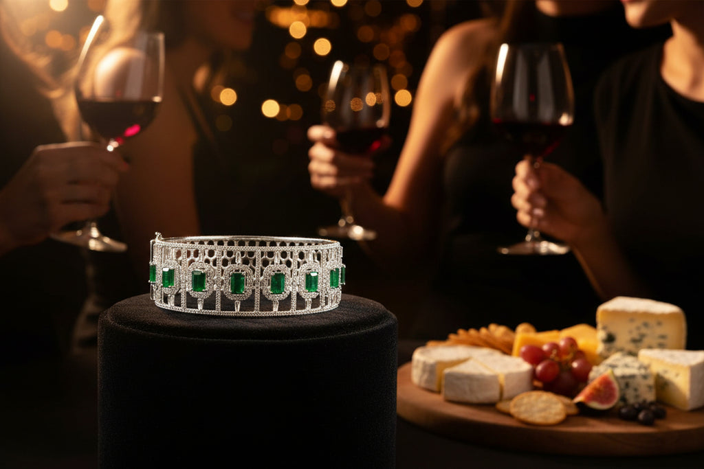 10K WG 4.70ctw Emerald Hinged Bangle with 7.90ctw Diamonds