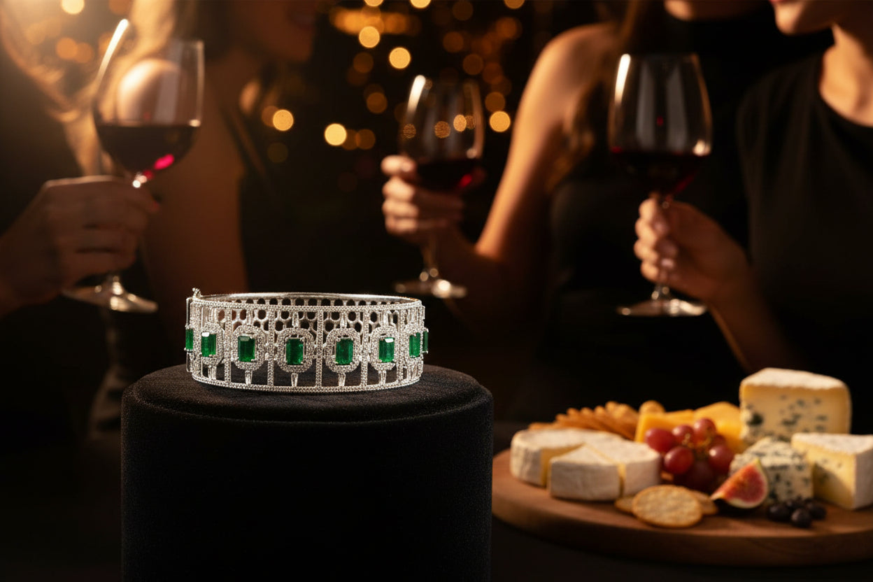 10K WG 4.70ctw Emerald Hinged Bangle with 7.90ctw Diamonds