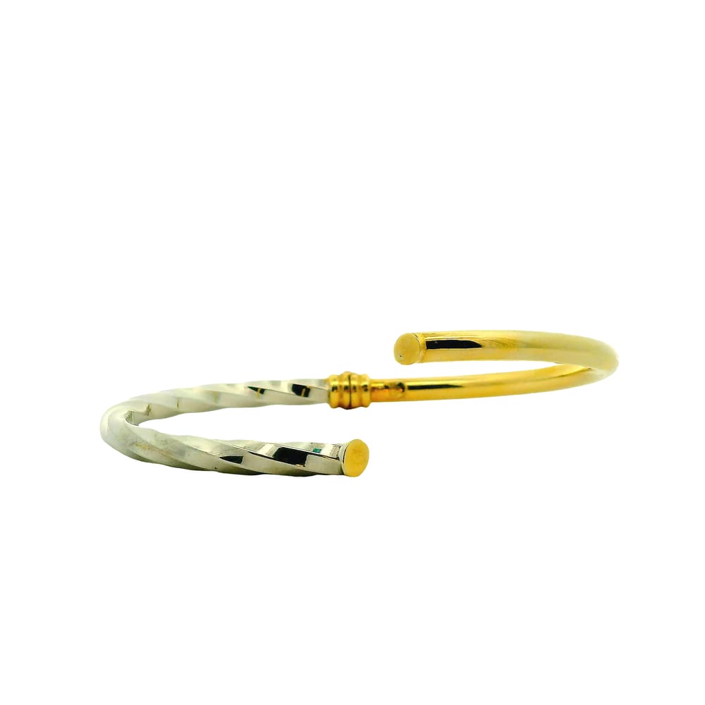 10K YG/WG HINGED BANGLE (HOLLOW)