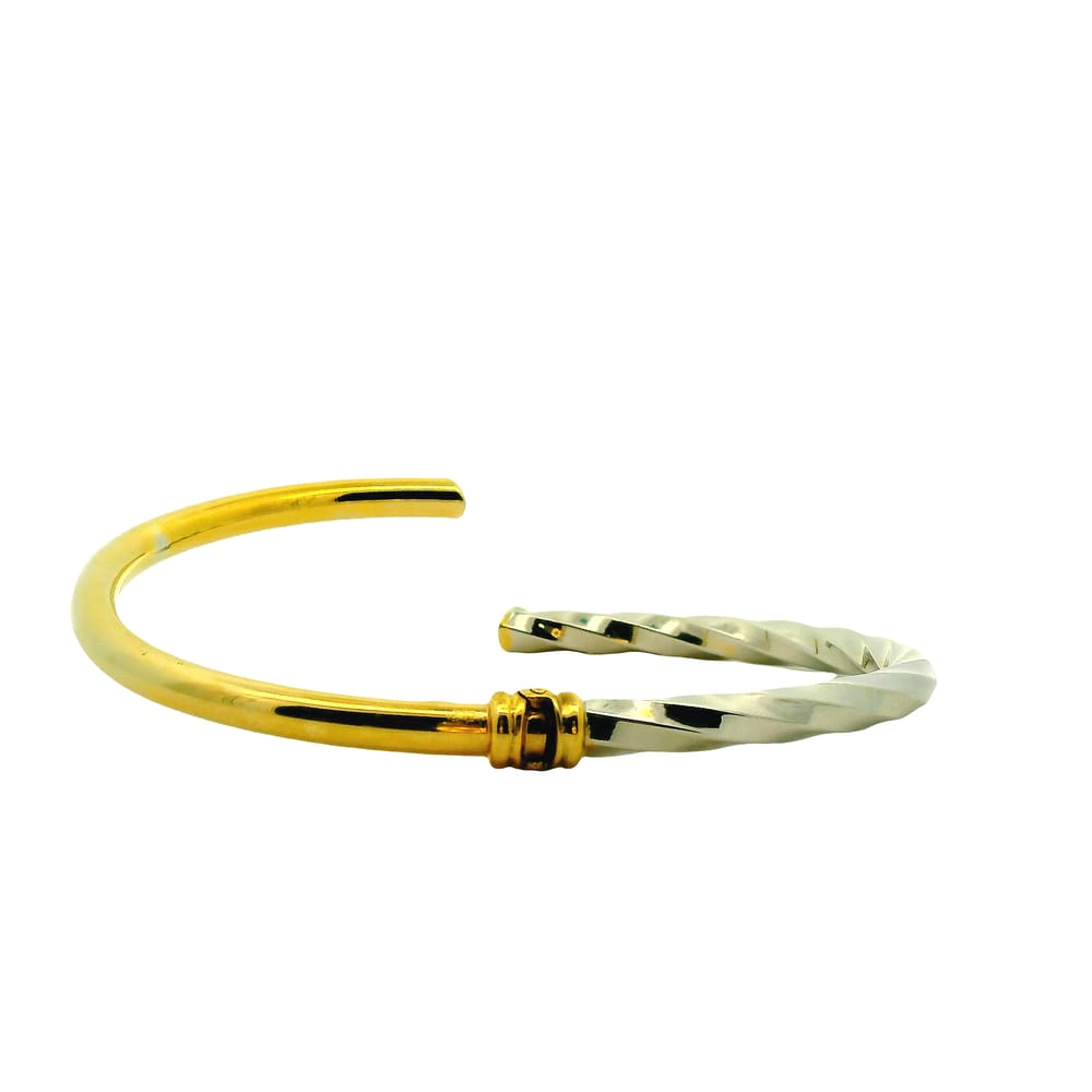 10K YG/WG HINGED BANGLE (HOLLOW)