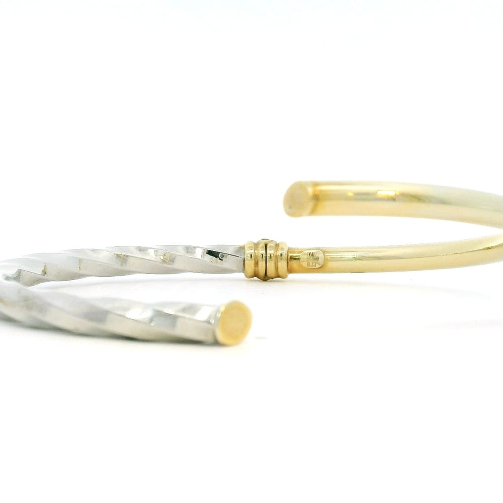 10K YG/WG Hinged Bangle (Hollow)