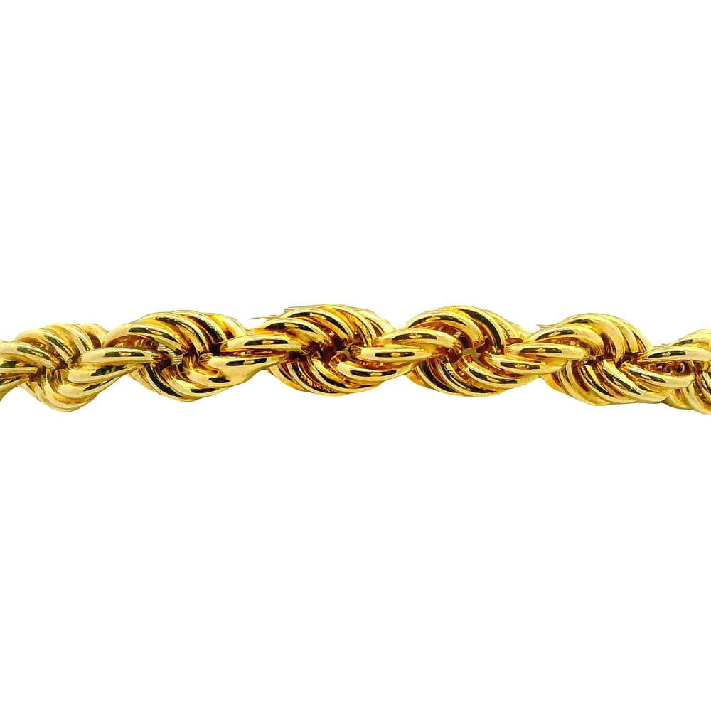 14K YG 6MM HOLLOW ROPE BRACELET 7.5"