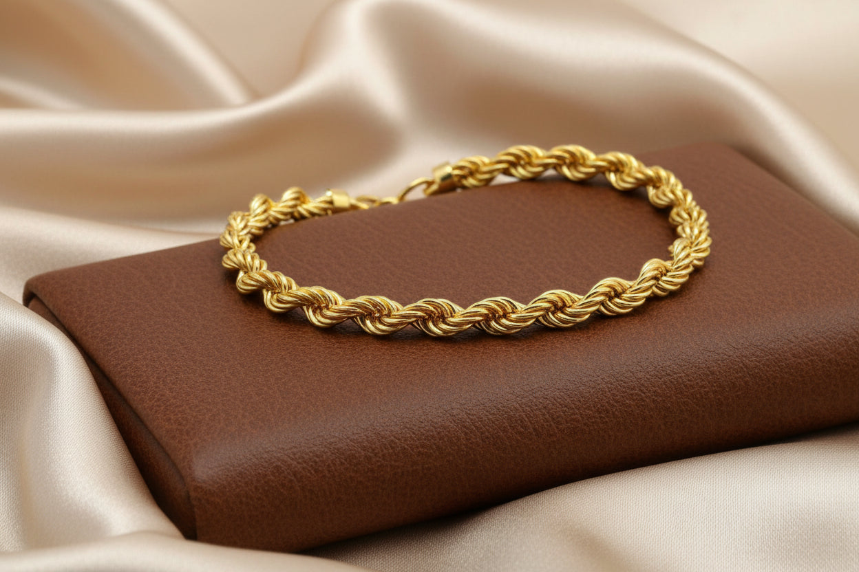 14K YG 6MM HOLLOW ROPE BRACELET 7.5"