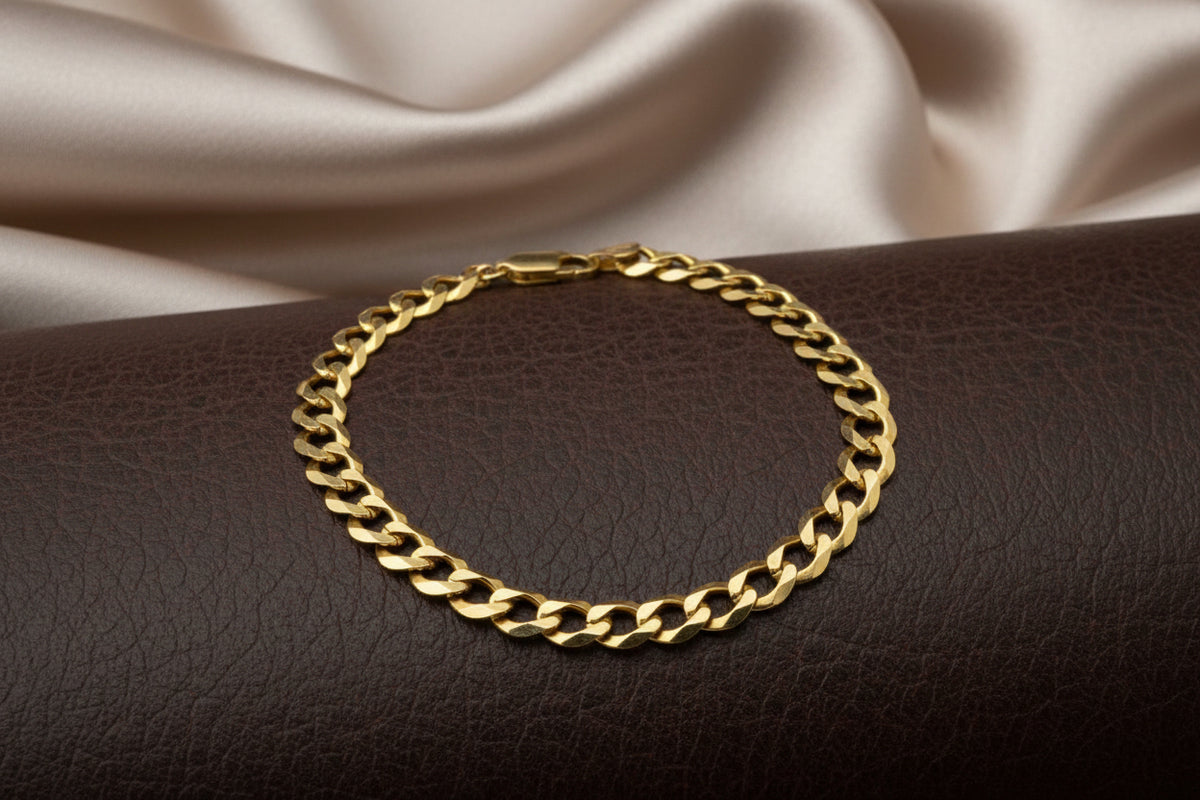 10K YG CURB LINK BRACELET 9"
