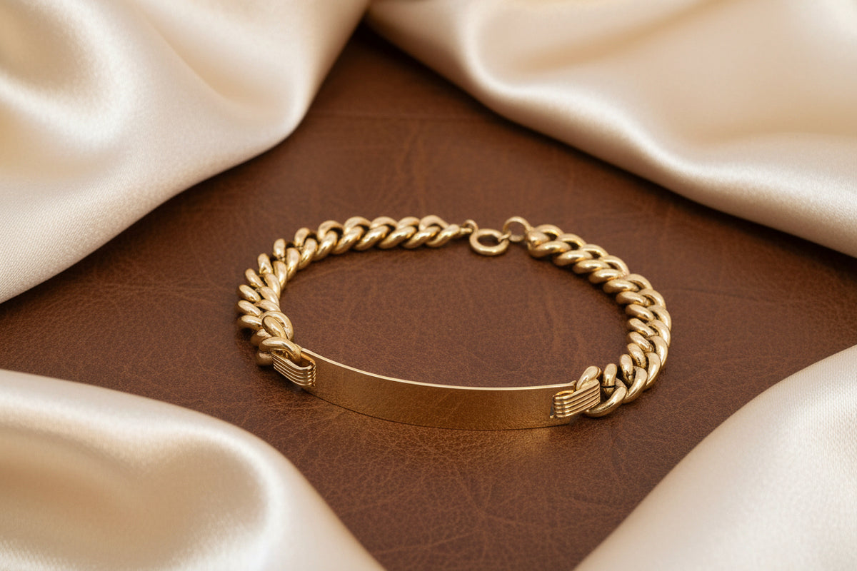 14K ROSE GOLD BRACELET 8" WITH ENGRAVABEL BAR