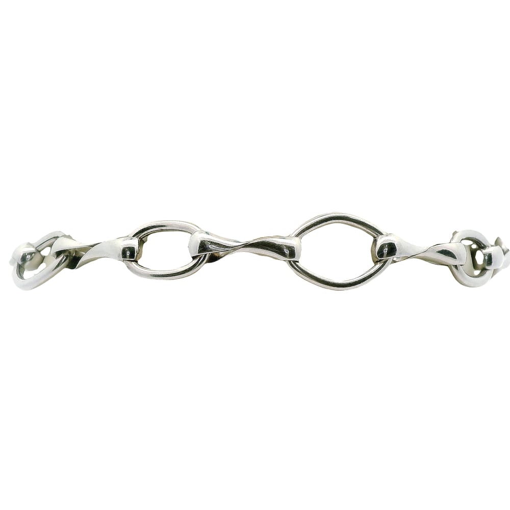 10K WG OVAL HOLLOW FANCY BRACELET 7.5"