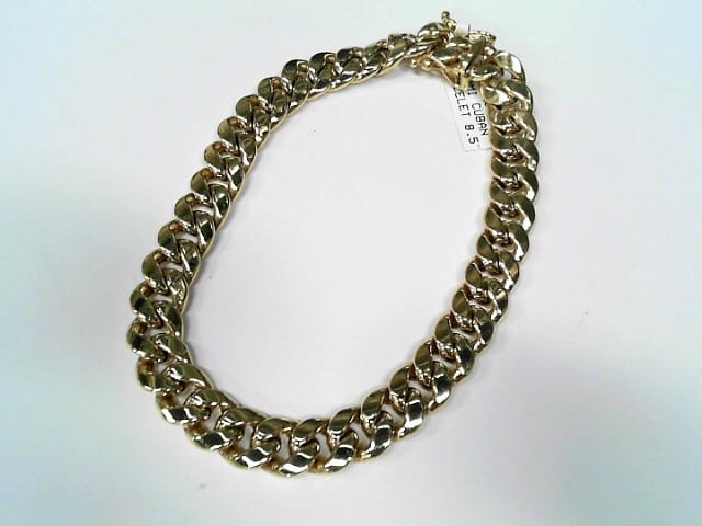 10K YG Semi Hollow Miami Cuban bracelet 8.5"