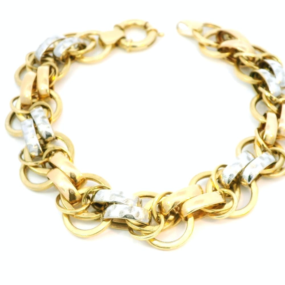 14K Tri Gold DBL Open Link Bracelet 8"