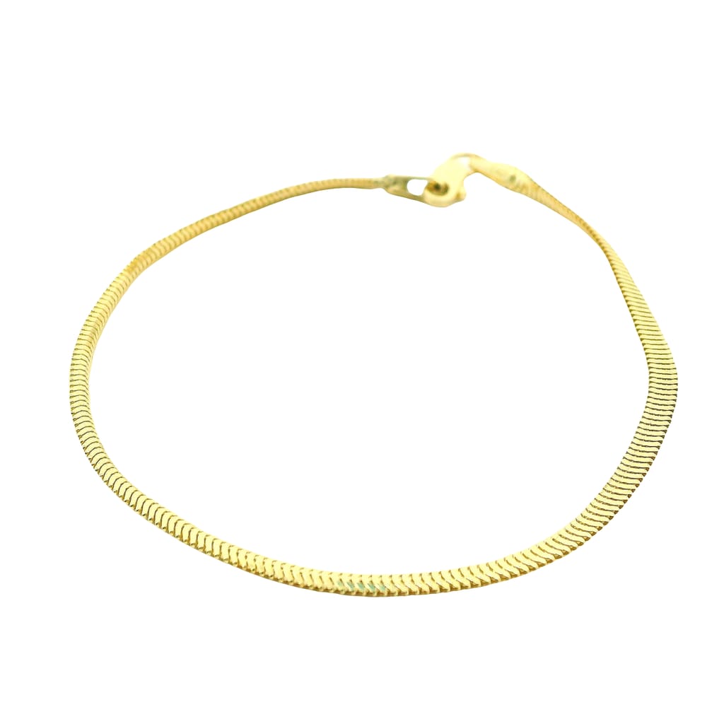 10K YG 2.5mm Flat Snake Chain Bracelet 7.5"