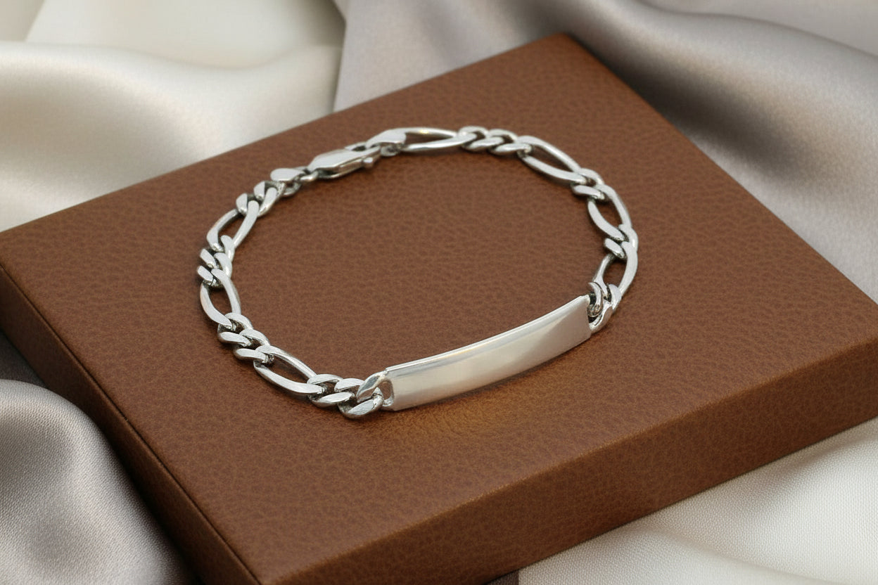 SS RHD FIGARO ID BRACELET 8.5"