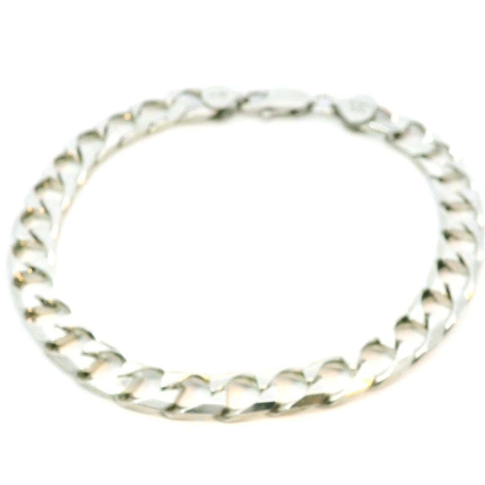 SS RHD HVY SQUARE CURB CHAIN BRACELET