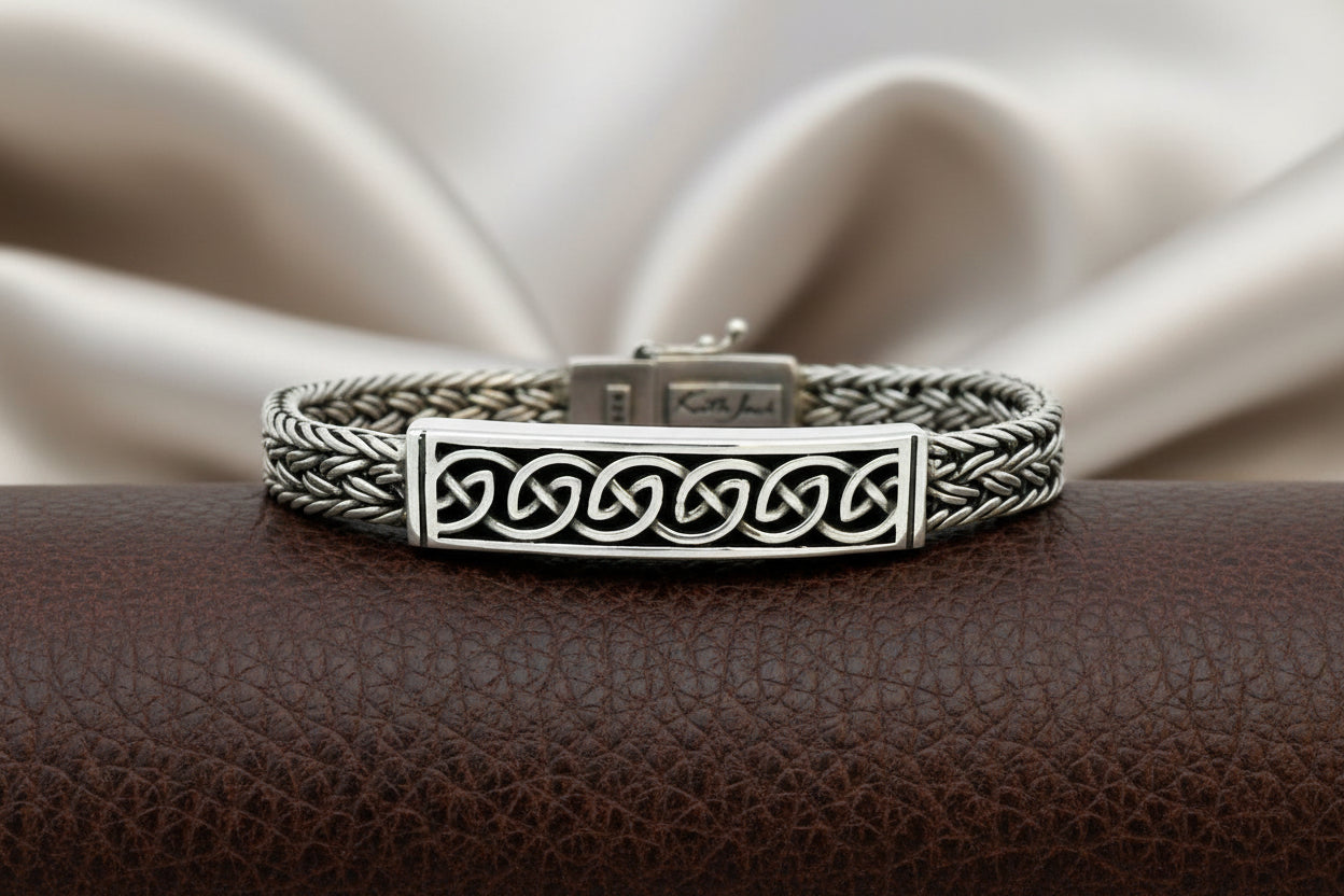 SS CELTIC WEAVE ETERNITY BAR 8.5" BRACELET