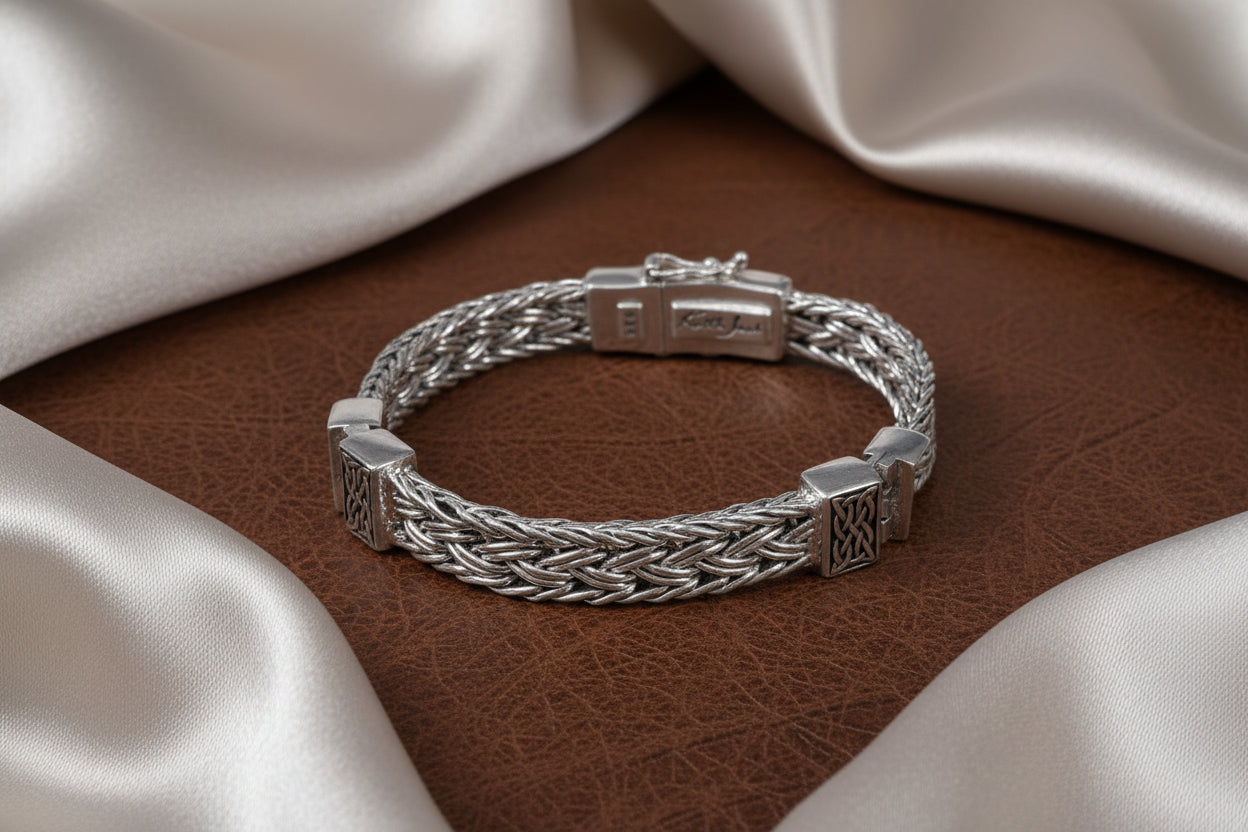 Keith Jack Sterling Silver Celtic Weave Bracelet 7.5"
