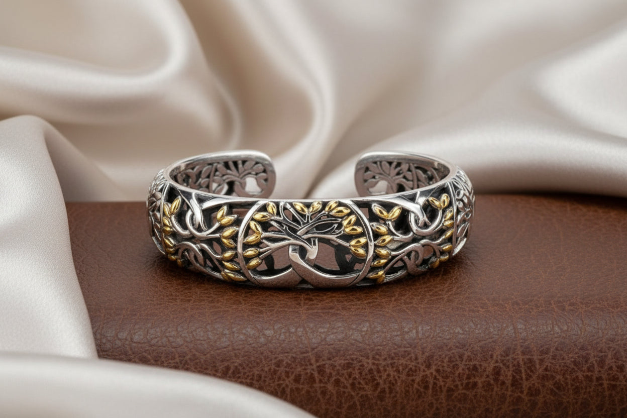 SS + 18K TREE OF LIFE BANGLE