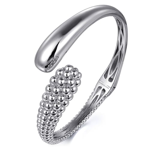 (S2203377) Sterling Silver Pave Bujukan Bypass Hinged Bangle "Gabriel & Co."