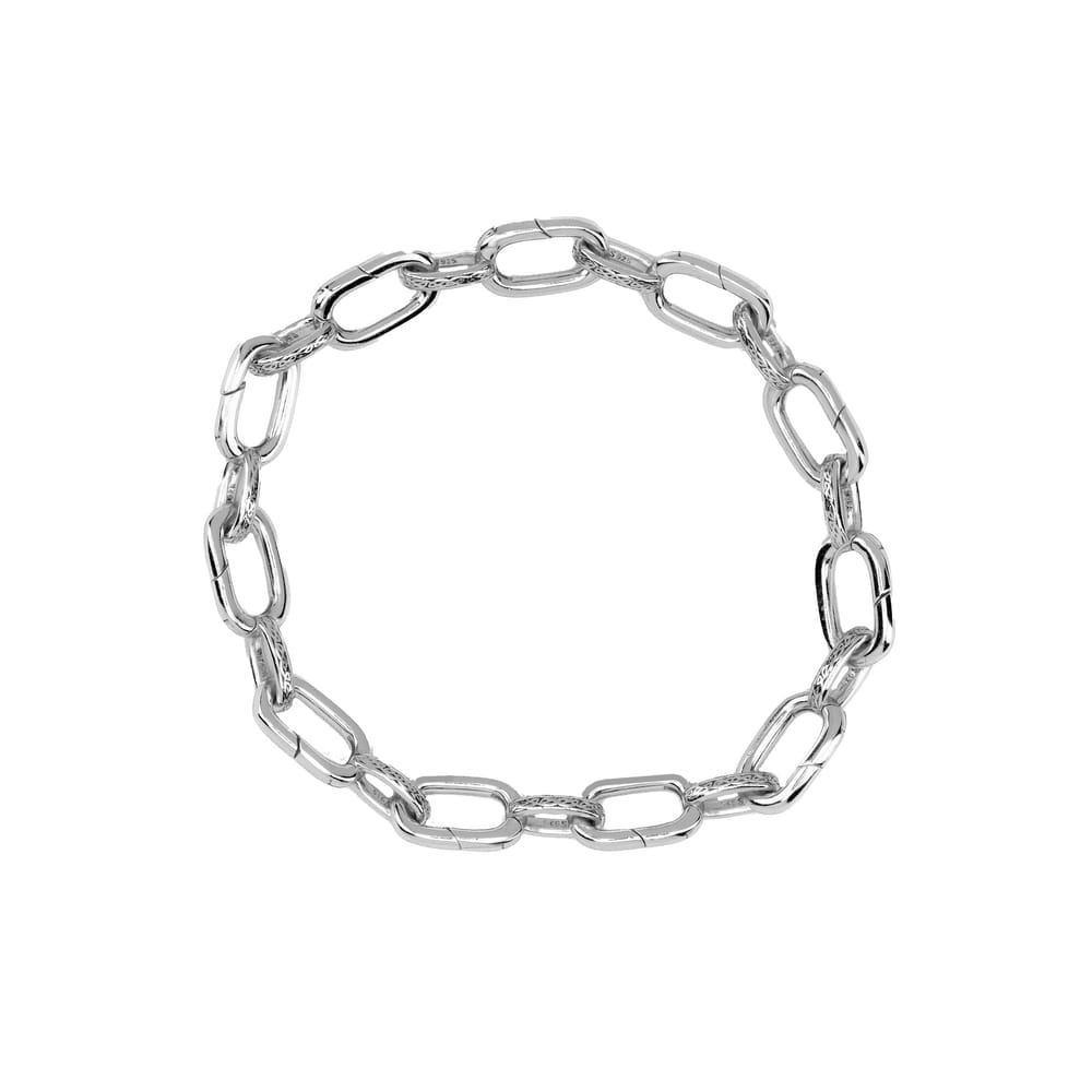 Oxidized Silver Hinged Paperclip Link Charm Bracelet