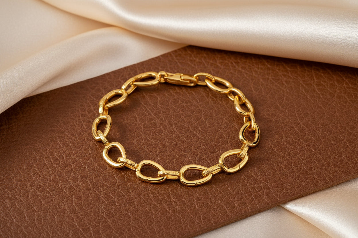 18k Vermeil over Silver Hinged Stirrup Link Charm Bracelet