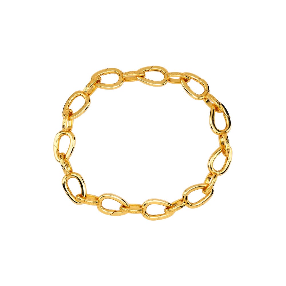 18k Vermeil over Silver Hinged Stirrup Link Charm Bracelet