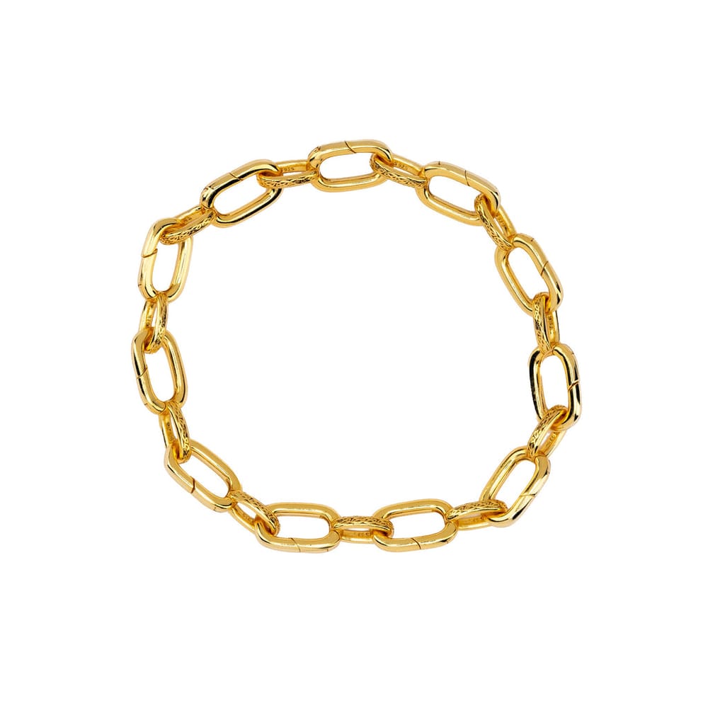 18k Vermeil over Silver Hinged Paperclip Link Charm Bracelet