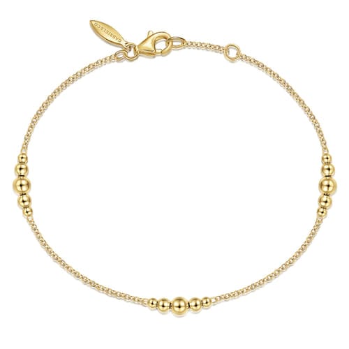 (S2205349) 14K YG Graduating Bead Bujukan Station Bracelet 7" "Gabriel & Co."