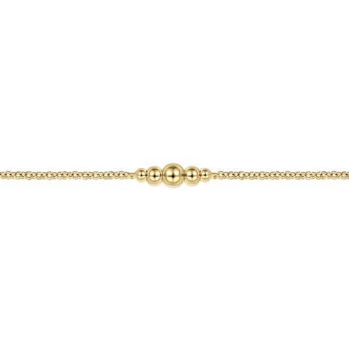 (S2205349) 14K YG Graduating Bead Bujukan Station Bracelet 7" "Gabriel & Co."