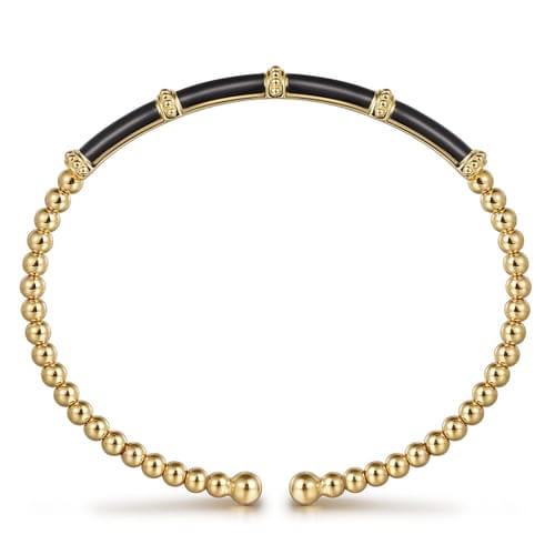 (S2205375) 14K YG Bujukan and Bar Split Bangle with Black Enamel Size 6.25 "Gabriel & Co"